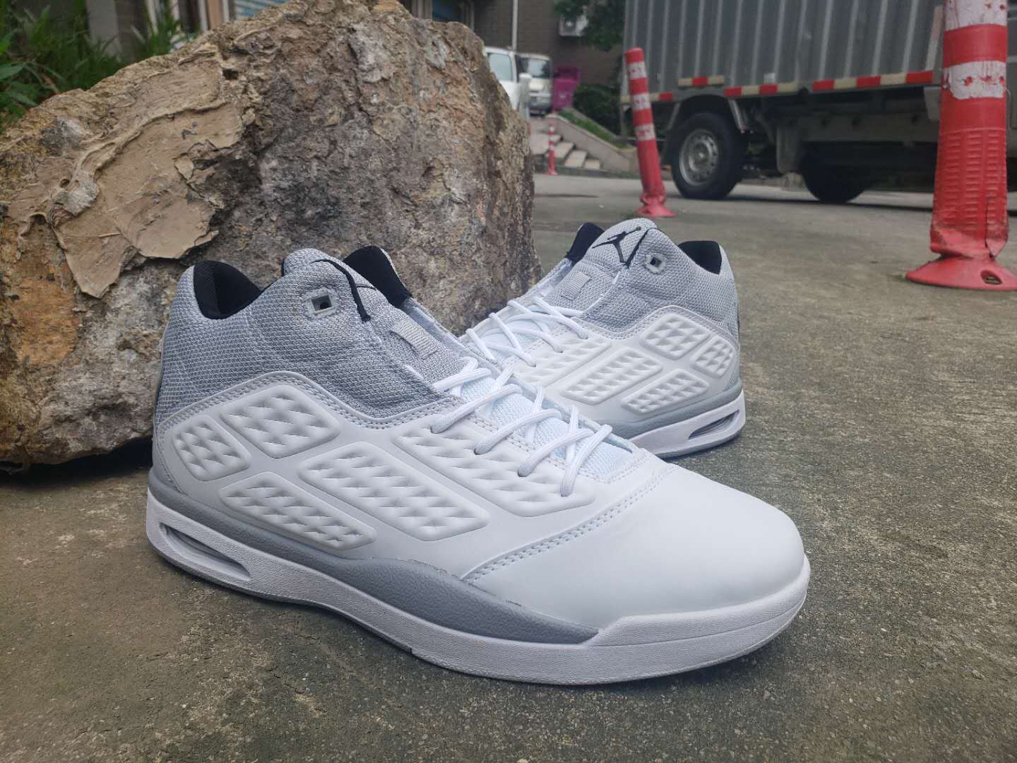 Jordan 2019 New School White Grey Shoes - Click Image to Close